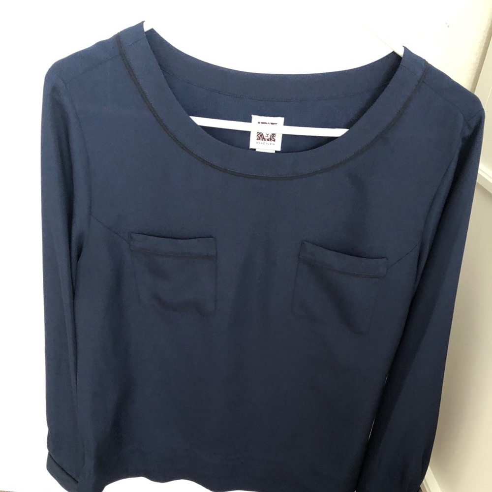Ladies Ann Klein blouse navy size medium